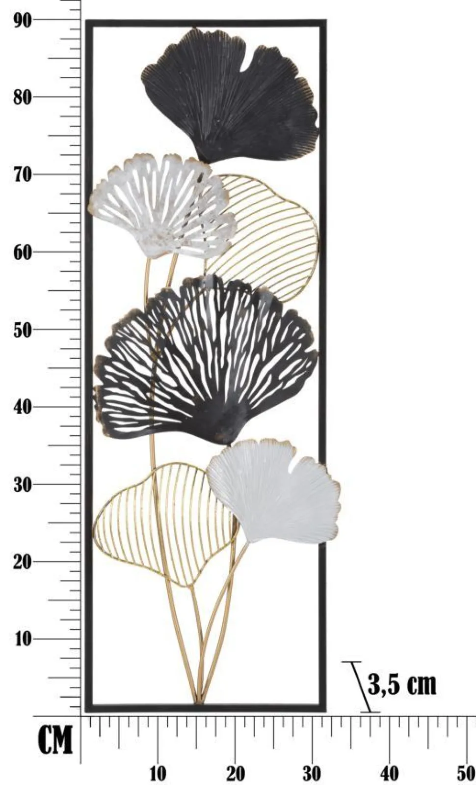 Panneau décoratif en métal motifs géométriques et floraux noir et doré