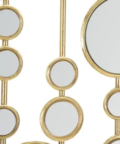 Panneau décoratif miroirs ronds doré