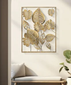 Panneau décoratif mural 3D Jungle Métal Doré