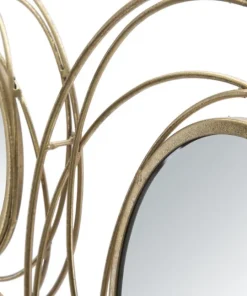 Panneau en métal doré avec cercles et miroirs