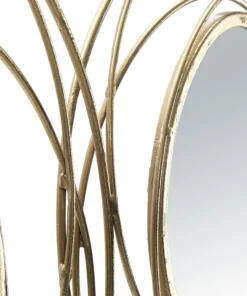 Panneau en métal doré avec cercles et miroirs