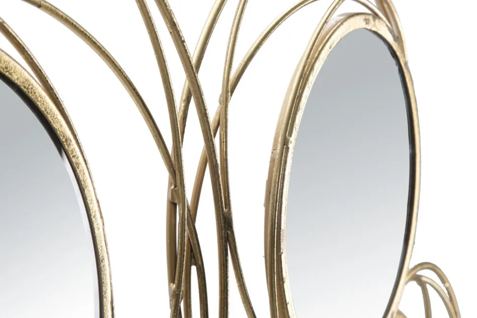 Panneau en métal doré avec cercles et miroirs