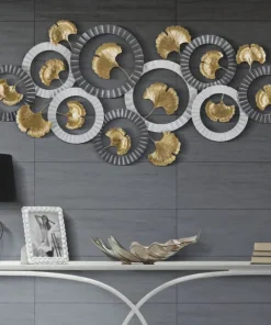 Panneau mural 3D en métal design géométrique et floral multicolore