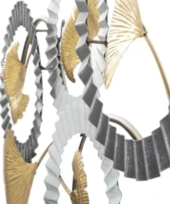 Panneau mural 3D en métal design géométrique et floral multicolore