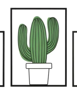 Panneau mural décoratif 3D Cactus métal ensemble 3 pcs