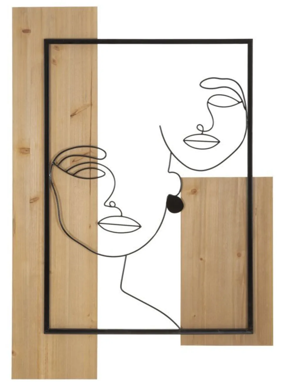 Panneau mural décoratif 3D en métal et bois noir marron
