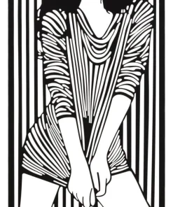 Panneau mural décoratif 3D Fer Noir silhouette féminine rayée