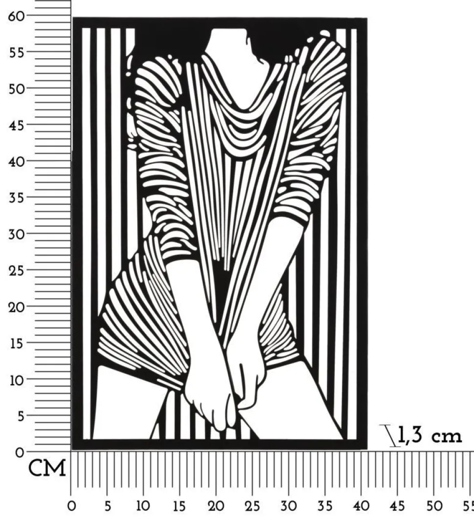 Panneau mural décoratif 3D Fer Noir silhouette féminine rayée