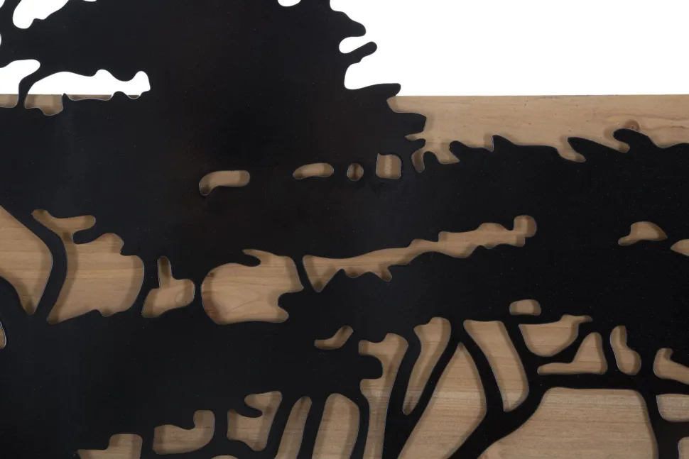 Panneau mural décoratif 3D set de 3 pcs métal et bois