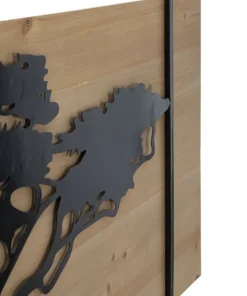 Panneau mural décoratif 3D set de 3 pcs métal et bois
