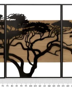 Panneau mural décoratif 3D set de 3 pcs métal et bois