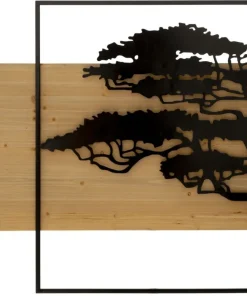 Panneau mural décoratif 3D set de 3 pcs métal et bois