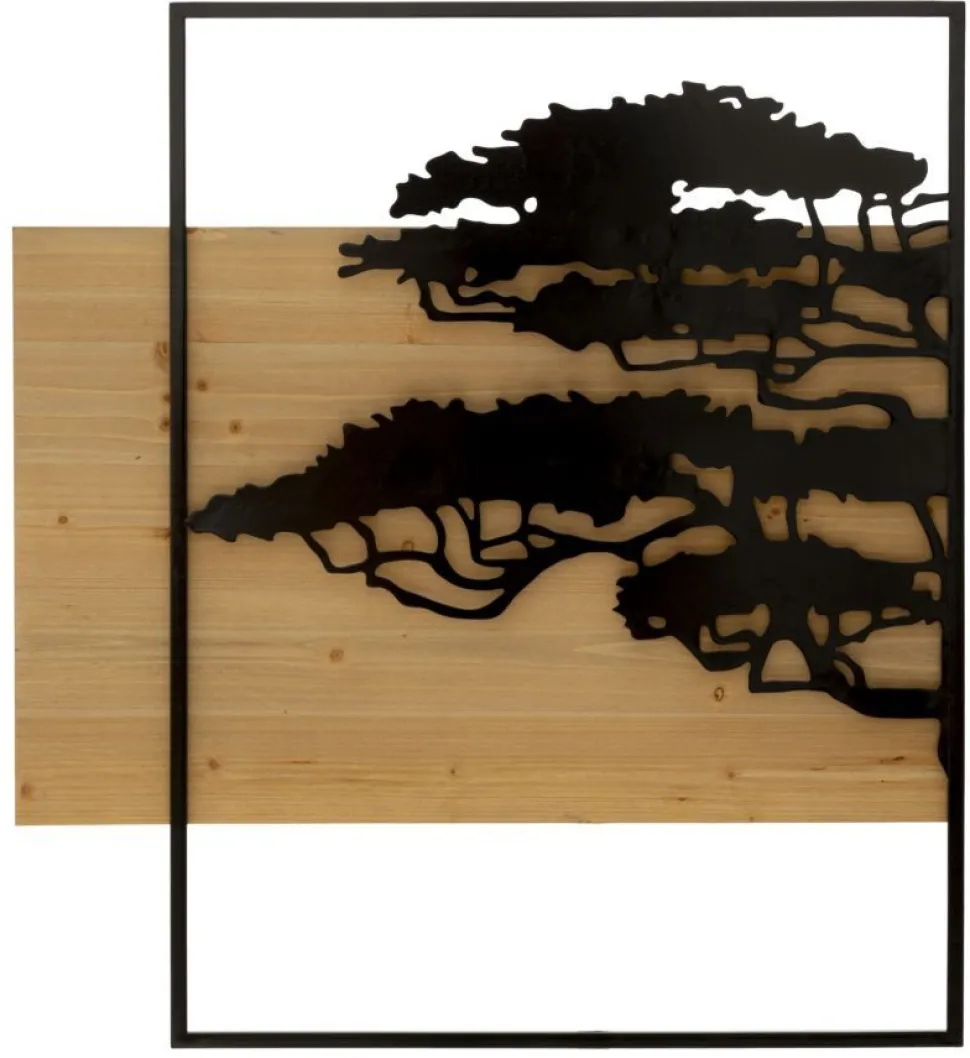 Panneau mural décoratif 3D set de 3 pcs métal et bois