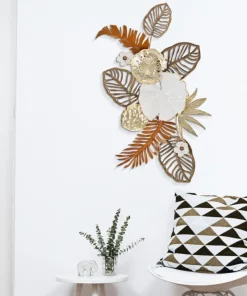 Panneau mural décoratif 3D en métal feuilles multicolores