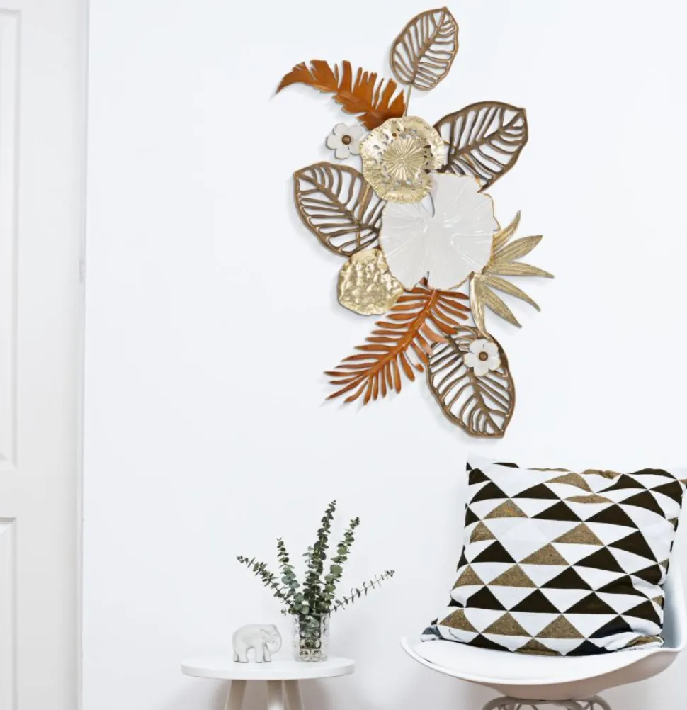 Panneau mural décoratif 3D en métal feuilles multicolores