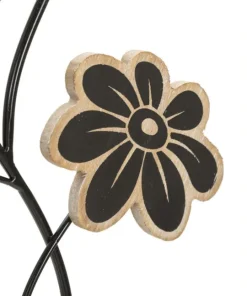 Panneau mural décoratif Girish en bois naturel et métal Noir