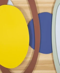 Panneau mural décoratif géométrique en métal et bois naturel multicolore