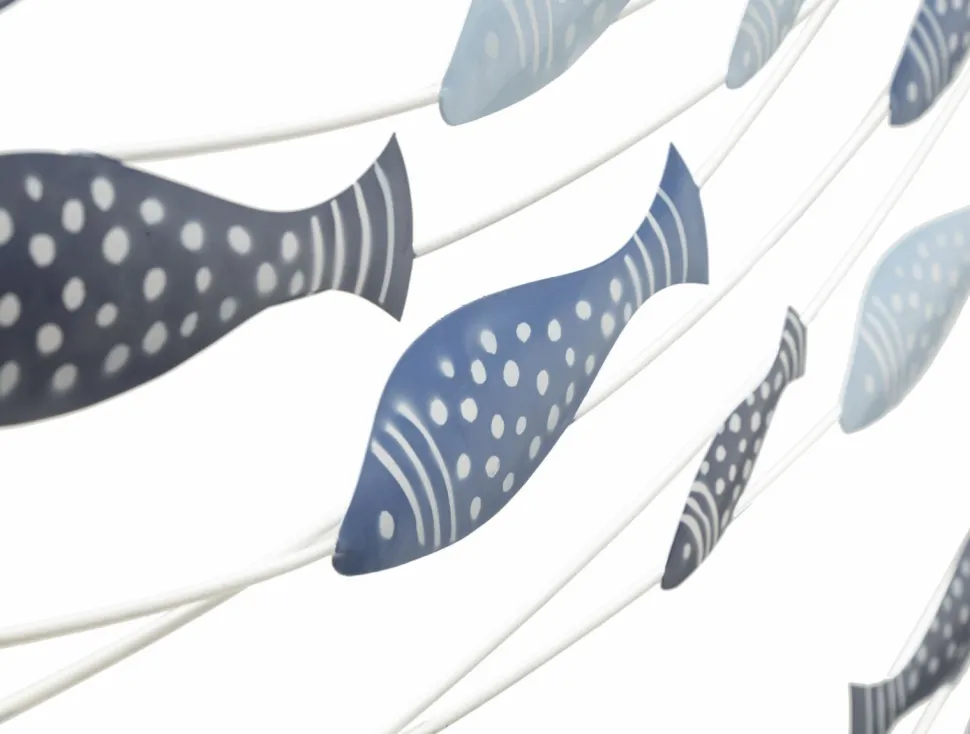 Panneau mural décoratif métal 3D poissons multicolores
