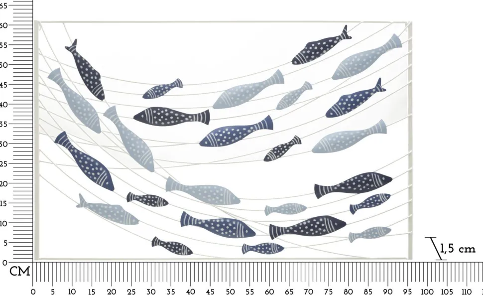 Panneau mural décoratif métal 3D poissons multicolores