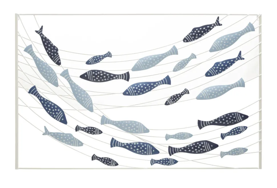 Panneau mural décoratif métal 3D poissons multicolores