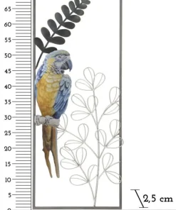 Panneau mural décoratif perroquet en métal 3D multicolore cadre fer