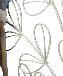 Panneau mural décoratif perroquet en métal 3D multicolore cadre fer