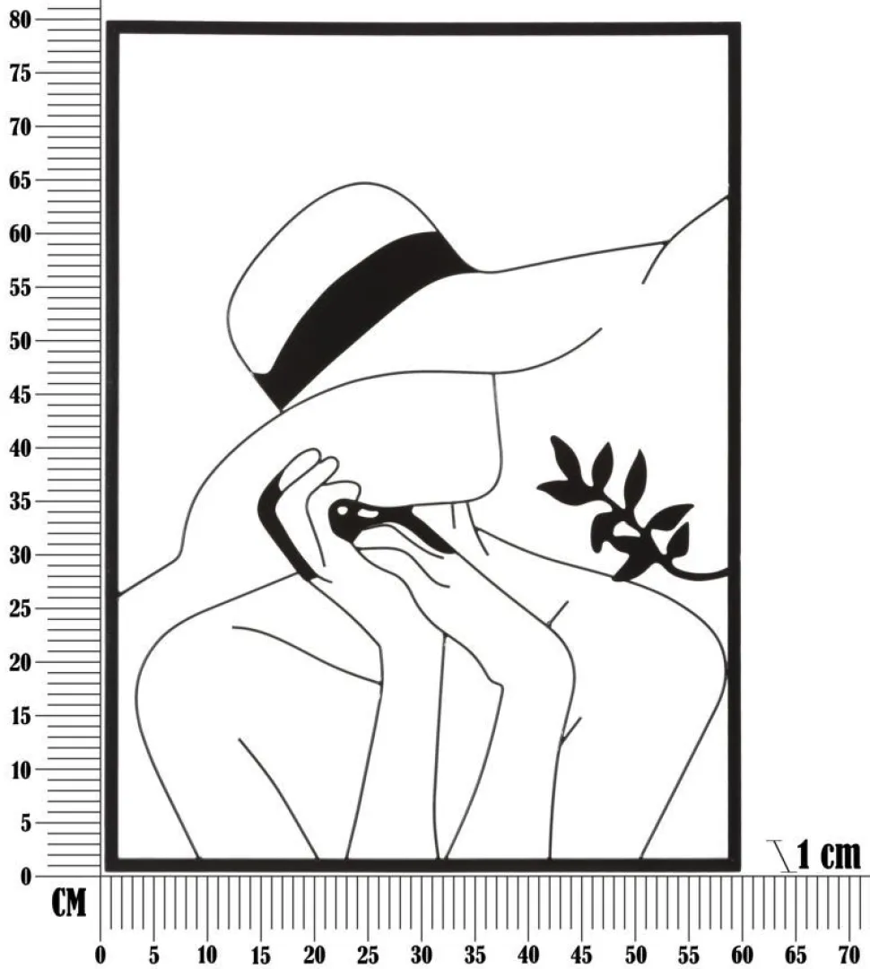 Panneau mural décoratif silhouette féminine en fer Noir cadre rectangulaire