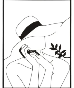 Panneau mural décoratif silhouette féminine en fer Noir cadre rectangulaire
