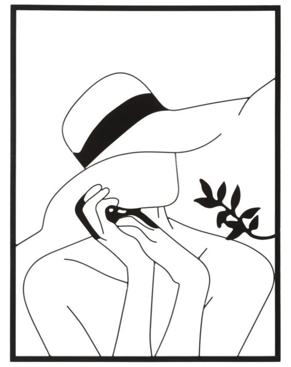 Panneau mural décoratif silhouette féminine en fer Noir cadre rectangulaire
