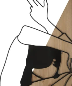 Panneau mural décoratif silhouette féminine métal et M.D.F Noir Marron