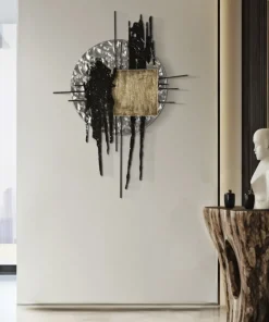 Panneau mural moderne Cripton Métal Noir et Doré