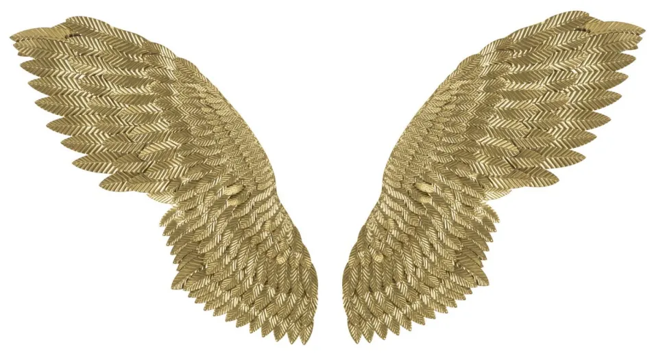 Panneaux décoratifs 3D ailes en métal doré 2 pcs