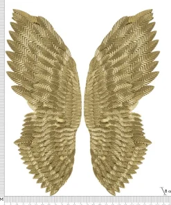 Panneaux décoratifs 3D ailes en métal doré 2 pcs