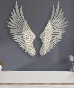 Panneaux décoratifs muraux 3D Ailes Blanches métal et bois