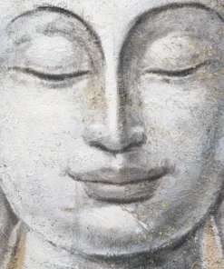Peinture sur toile Bouddha encadrée en bois massif multicolore