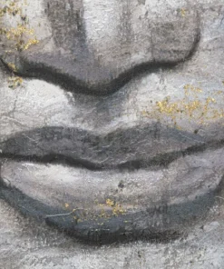 Peinture sur toile Bouddha multicolore cadre en bois massif applications dorées