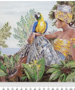 Peinture sur toile Kenda Femme et Perroquet Bois Massif