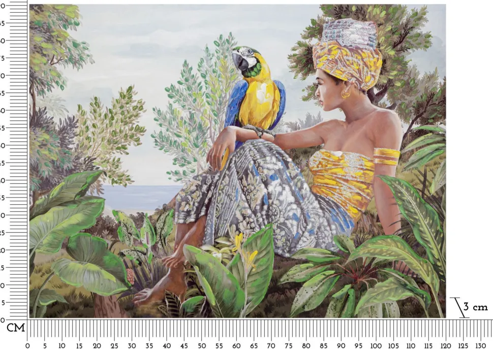 Peinture sur toile Kenda Femme et Perroquet Bois Massif
