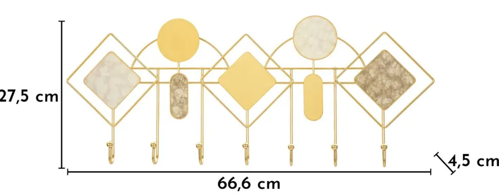 Pendentif mural en métal doré avec miroirs et surfaces marbrées