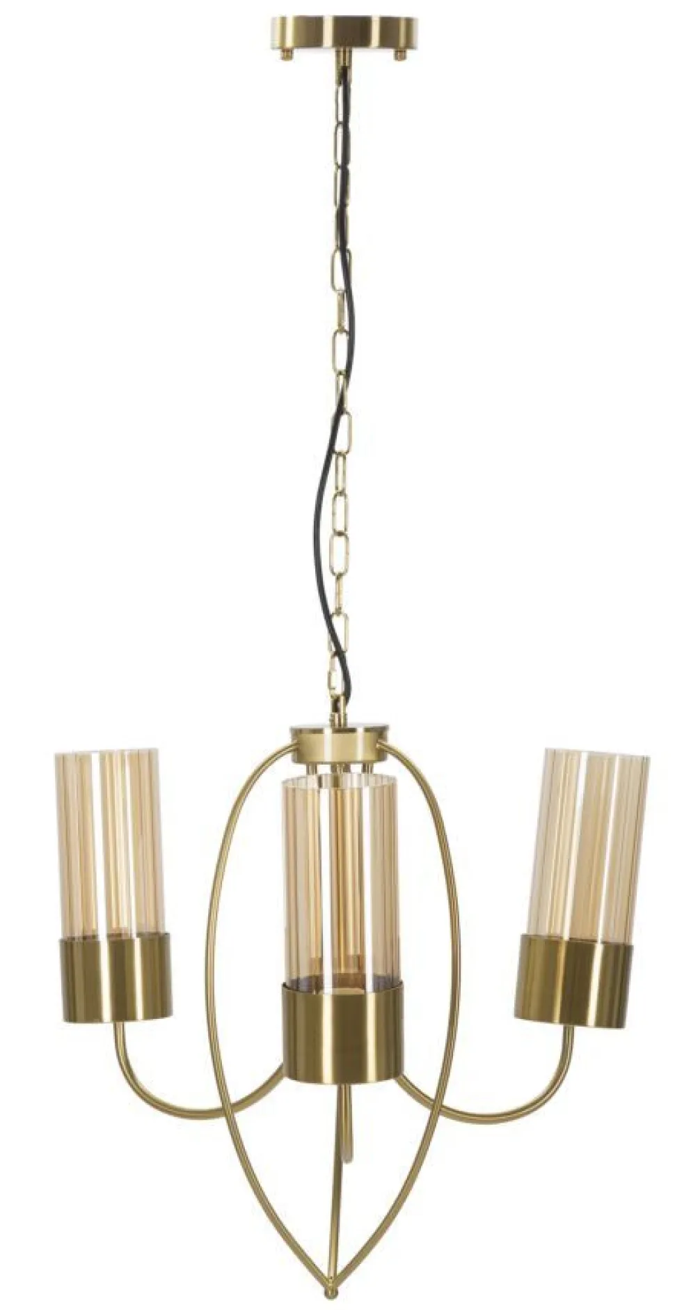 Plafonnier 3 lumières métal doré et verre
