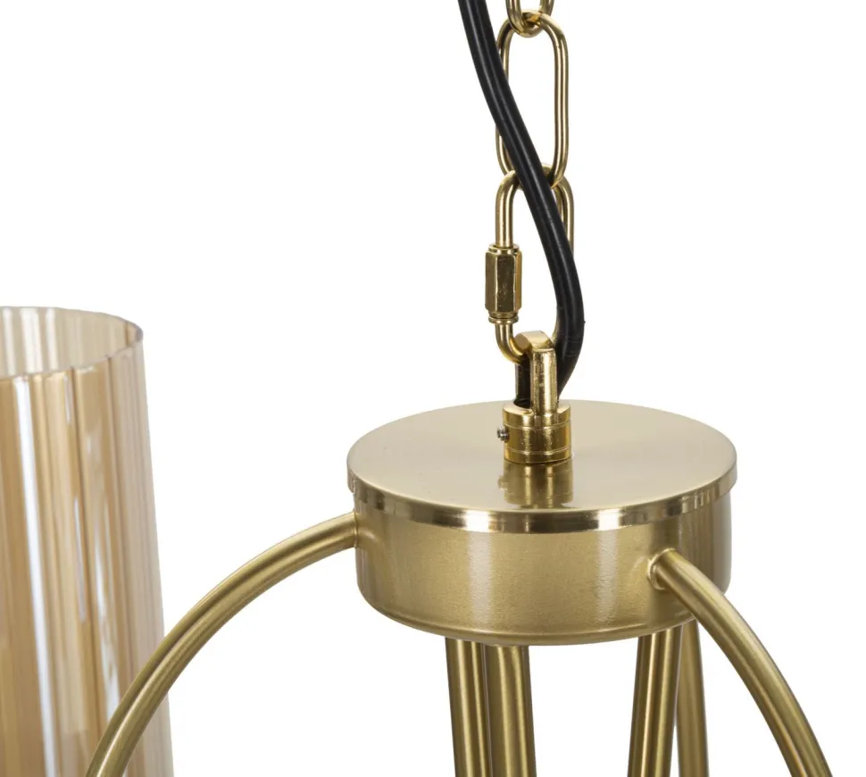 Plafonnier 3 lumières métal doré et verre