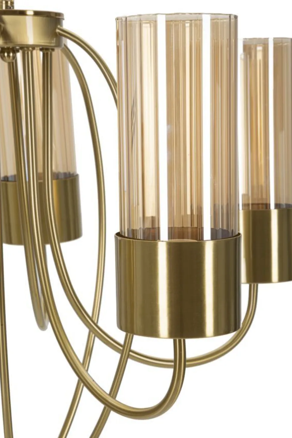 Plafonnier 5 lumières Versailles Métal Doré Verre Transparent