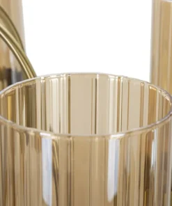 Plafonnier 5 lumières Versailles Métal Doré Verre Transparent