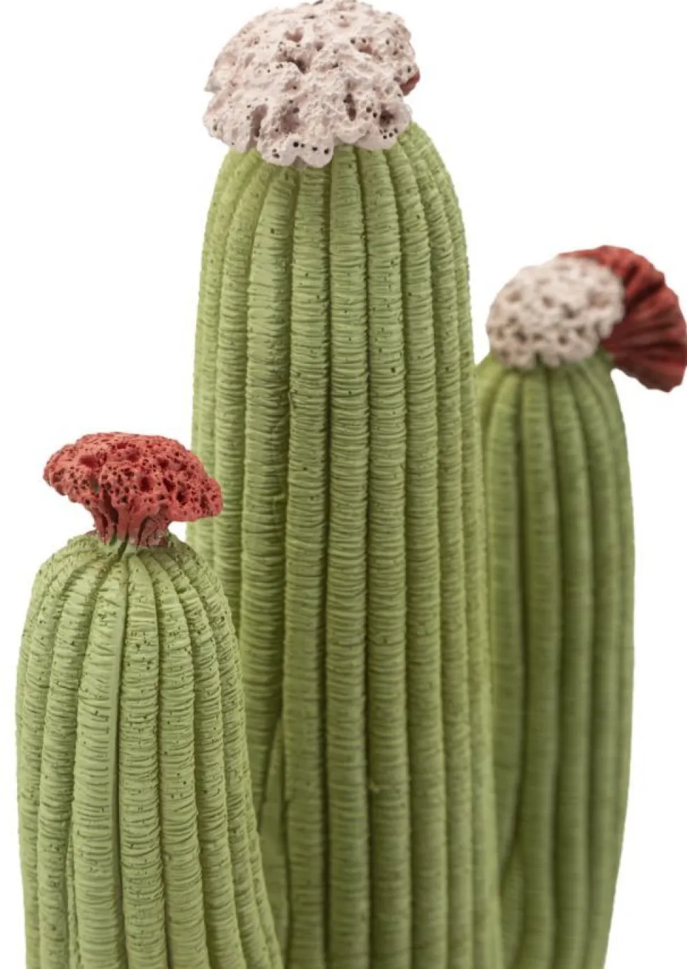 Plante décorative Cactus Stons en tissu vert sur socle en bois marron