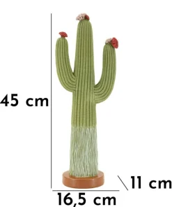 Plante décorative Cactus Stons en tissu vert sur socle en bois marron