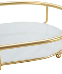 Plateau 2 niveaux métal doré et verre miroir