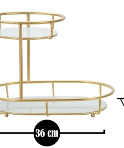 Plateau 2 niveaux métal doré et verre miroir