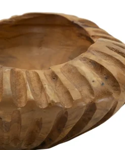 Plateau arrondi Geris Teck recyclé sculpté marron