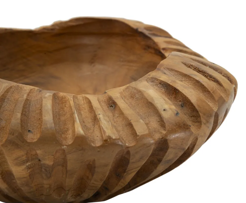 Plateau arrondi Geris Teck recyclé sculpté marron