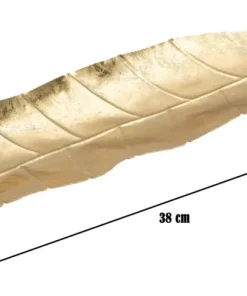 Plateau en métal doré forme feuille